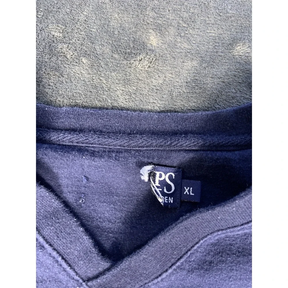 Vtg Chaps Ralph Lauren Rugby Navy Blue/White Long Sleeve Shirt Men's Size XL